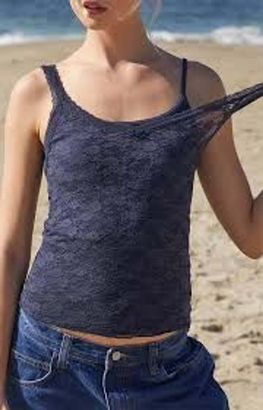 Brandy Melville John Galt Lace Cami Tank Top Navy